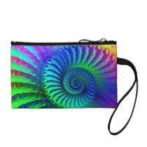 Psychedelic Fractal Blue Pattern Coin Purses