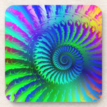 Psychedelic Fractal Blue Pattern Drink Coaster