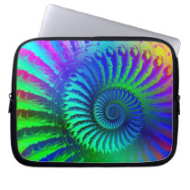 Psychedelic Fractal Blue Pattern Laptop Computer Sleeves