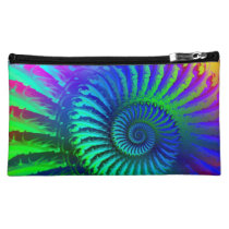 Psychedelic Fractal Blue Pattern Makeup Bag