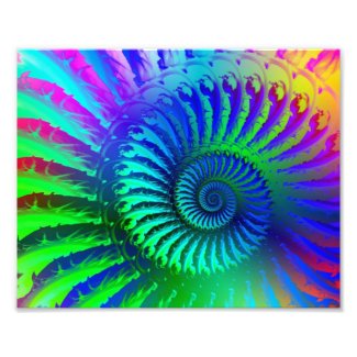 Psychedelic Fractal Blue Pattern Photographic Print