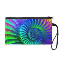 Psychedelic Fractal Blue Pattern Wristlet Clutch