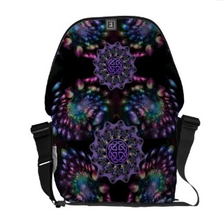 Psychedelic Fractal Flower Mandala Messenger Bag