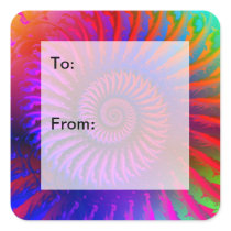 Psychedelic Fractal Pink Red Gift Tag Stickers