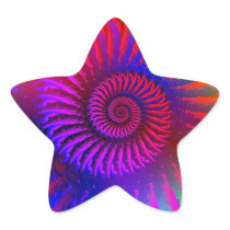 Psychedelic Fractal Pink Red & Purple Star Sticker