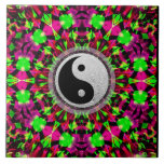 Psychedelic Geometric Yin Yang  Ceramic Tile