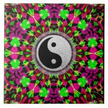Psychedelic Geometric Yin Yang  Ceramic Tile tiles