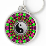 Psychedelic Geometric Yin Yang Keychain