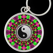 Psychedelic Geometric Yin Yang  Keychain
