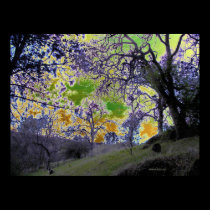 psychedelic green and yellow sky posters