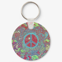 Psychedelic Groovy Trippy Peace Sign keychains