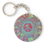 Psychedelic Groovy Trippy Peace Sign Key Chains