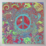 Psychedelic Groovy Trippy Peace Sign Posters