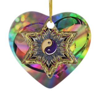 Psychedelic Heart Shaped Star Yin-Yang Ornament