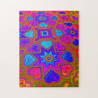 Psychedelic Hearts Jigsaw Puzzle