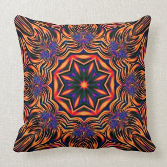 Psychedelic Kaleidoscope1 (orange) abstract Pillow mojo_throwpillow