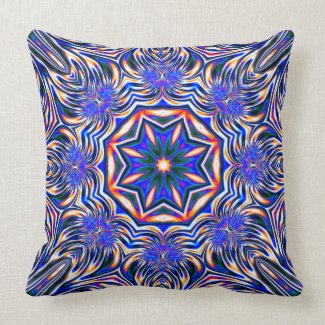 Psychedelic Kaleidoscope 1 (blue) abstract Pillows mojo_throwpillow