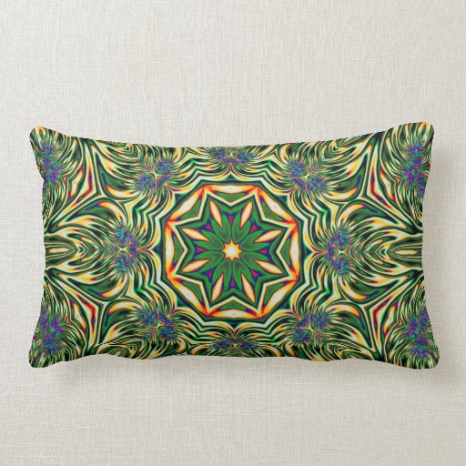 Psychedelic Kaleidoscope 1 (green) abstract Pillow