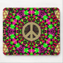 Psychedelic Kaleidoscope Gold Peace Mousepad mousepads
