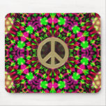 Psychedelic Kaleidoscope Gold Peace Mousepad