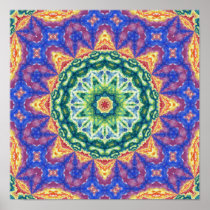 Psychedelic Kaleidoscope Watercolor Art Posters