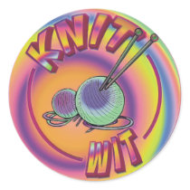 Psychedelic Knit Wit Round Stickers