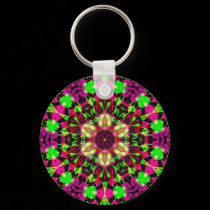 Psychedelic Mandala #13 Keychain by webgrrl Psychedelic Mandala #13 Keychain