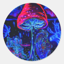Psychedelic Mushroon blue moon Round Sticker