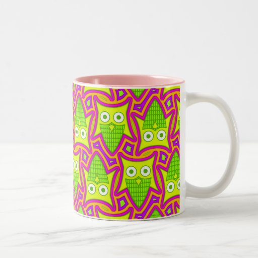 Psychedelic Neon Owl Pattern Mug