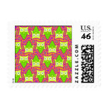 Psychedelic Neon Owl Pattern Postage Stamp Psychedelic Neon Owl Pattern Postage Stamp