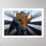 Psychedelic NYC: Charging Bull of Wall Street Posters