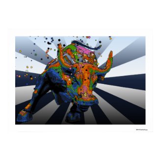 Psychedelic NYC: Charging Bull of Wall Street Posters