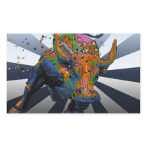 Psychedelic NYC: Charging Bull of Wall Street Rectangular Stickers