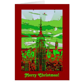 Psychedelic NYC: Empire State Building Christmas Greeting Card