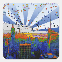 Psychedelic NYC: ESB Wide Skyline View Sticker