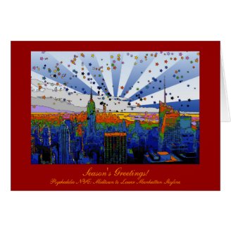 Psychedelic NYC: ESB Wide Skyline View Xmas Greeting Cards