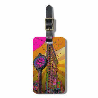 Psychedelic NYC: Flatiron Building & Clock #2B Luggage Tags