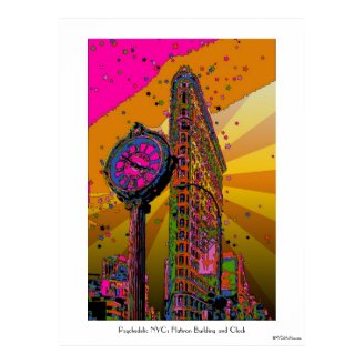 Psychedelic NYC: Flatiron Building & Clock #2B Poster