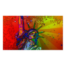 Psychedelic NYC Rainbow Color Statue of Liberty 1R Business Card Templates