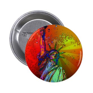 Psychedelic NYC Rainbow Color Statue of Liberty 1R Pin