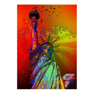 Psychedelic NYC Rainbow Color Statue of Liberty 1R Print