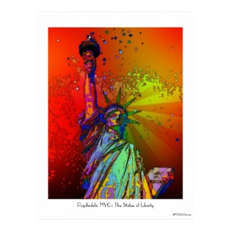 Psychedelic NYC Rainbow Color Statue of Liberty 1R Posters