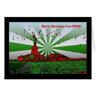 Psychedelic NYC: Statue of Liberty Christmas Greeting Card