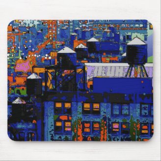 Psychedelic NYC: Water Towers in Winter #6 Mousepad