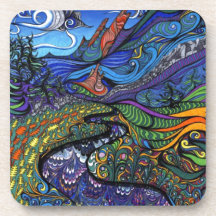 Psychedelic Op Art Landscape Coasters