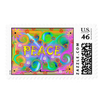 Psychedelic Peace Postage Stamp stamps