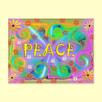 Psychedelic Peace Postcard by dndartstudio Psychedelic Peace Postcard