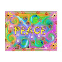 Psychedelic Peace Postcard by dndartstudio Psychedelic Peace Postcard