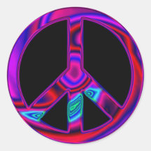Psychedelic Peace Round Stickers