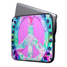 Psychedelic Peace Sign Abstract Computer Sleeve